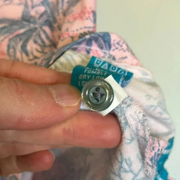 Tori Richard Honolulu palm tree tropical fish print pink  blue polo shirt - Picture 6 of 8